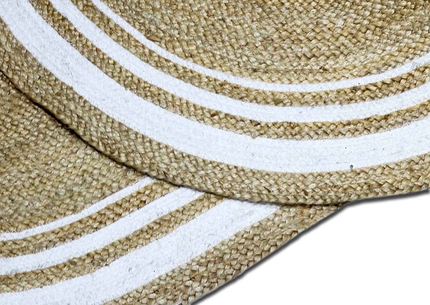 Cotton and Jute Floor Rug - White and Beige Color