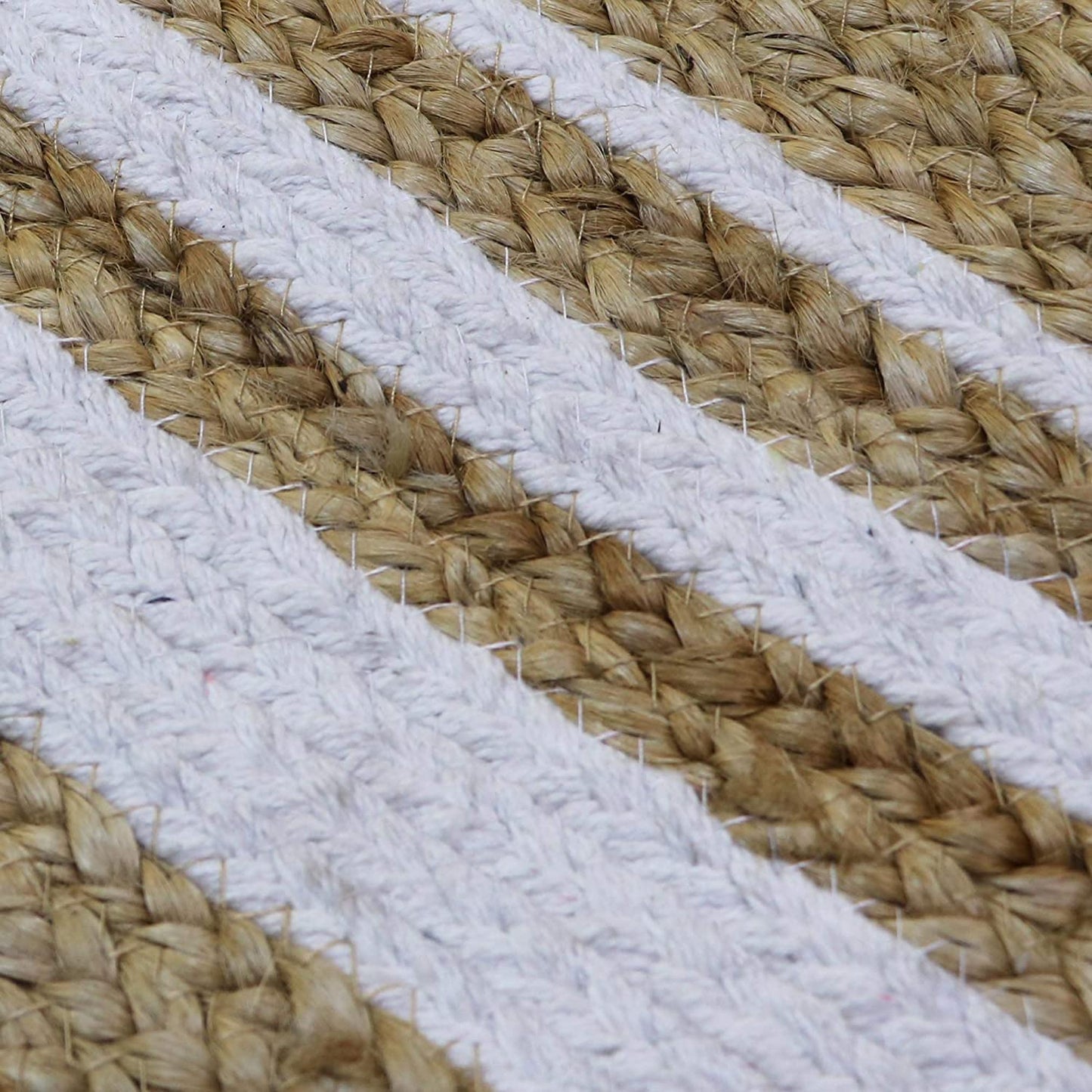 Cotton and Jute Floor Rug - White and Beige Color