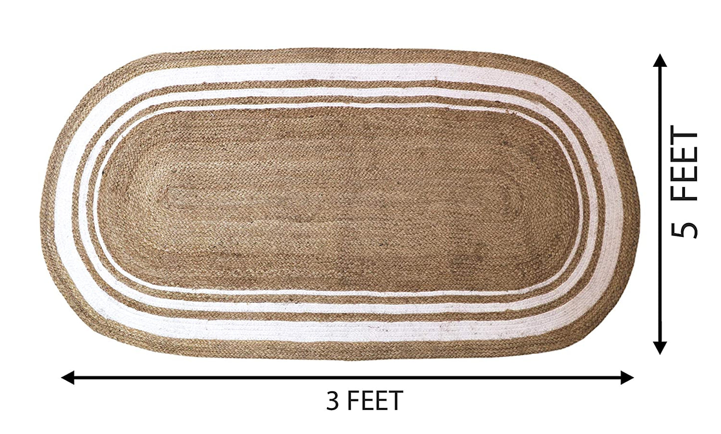 Cotton and Jute Floor Rug - White and Beige Color