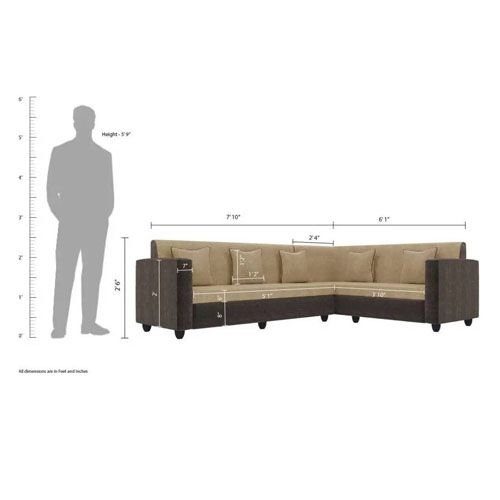 Detec™ Malta Fabric 6 Seater Finish Color Golden Brown