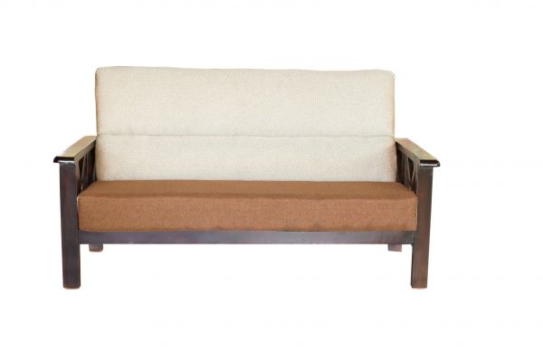 Detec™Oak Wood Sofa Set in Cream and Brown Colour Judy Fabric