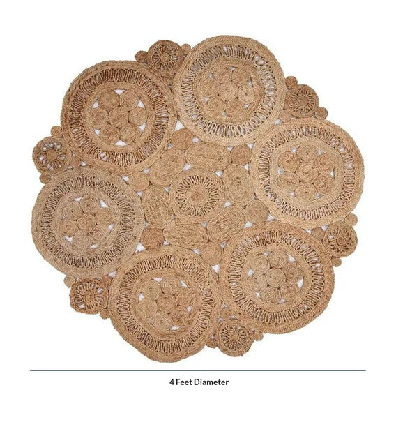 Detec™ Curve Floral Pattern Jute Hand Tufted Rug