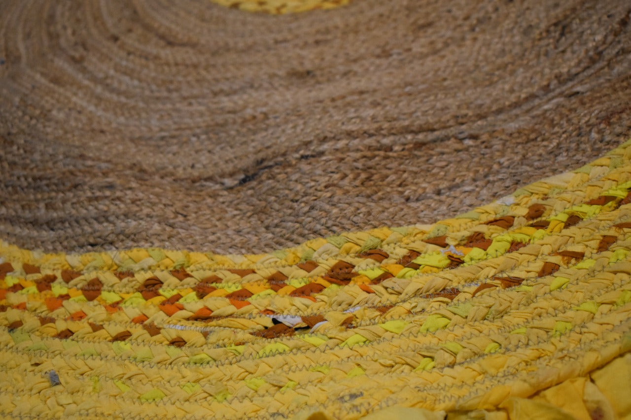 Detec™ Circular Jute 90 x 90 rugs - Beige and Yellow Color
