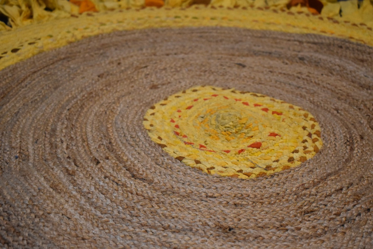 Detec™ Circular Jute 90 x 90 rugs - Beige and Yellow Color