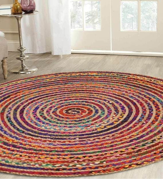 Circular Abstract Pattern Jute Rug 