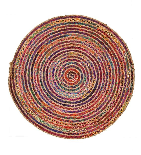 Circular Abstract Pattern Jute Rug 
