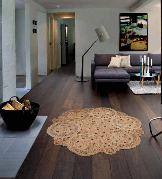 Detec™ Curve Floral Pattern Jute Hand Tufted Rug