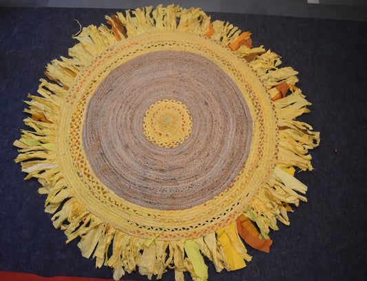 Detec™ Circular Jute 90 x 90 rugs - Beige and Yellow Color