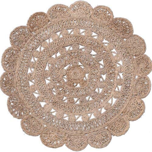 Detec™ Handwoven Braided Round Jute Rug - Beige Color